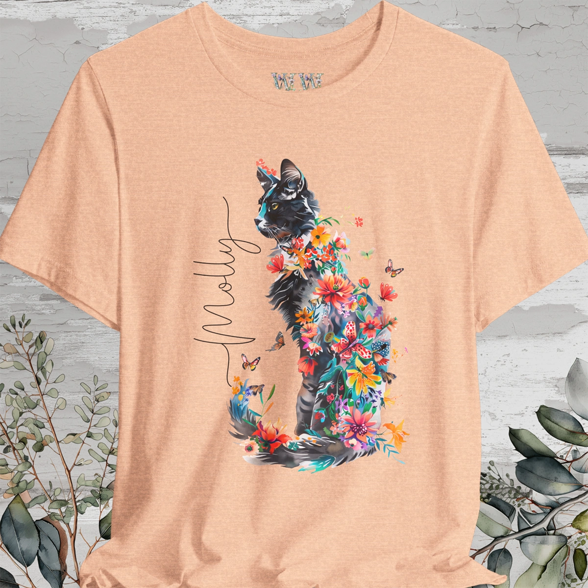 Cat #1 Floral Butterfly Personalised T shirt