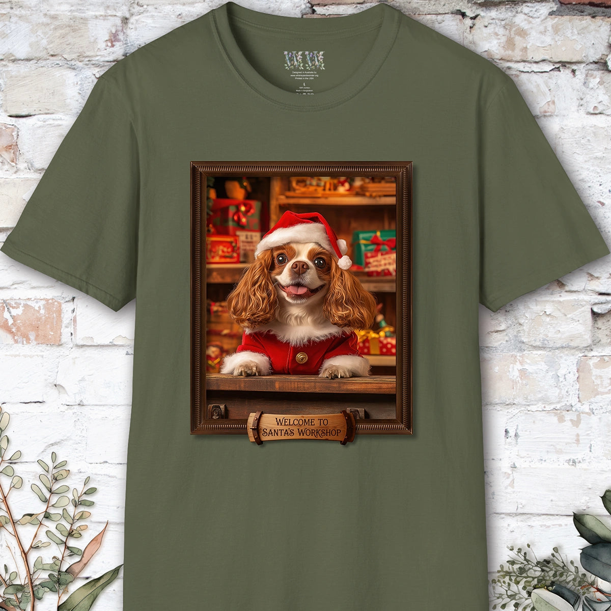Cavalier King Charles Spaniel Santa's Workshop Unisex T shirt