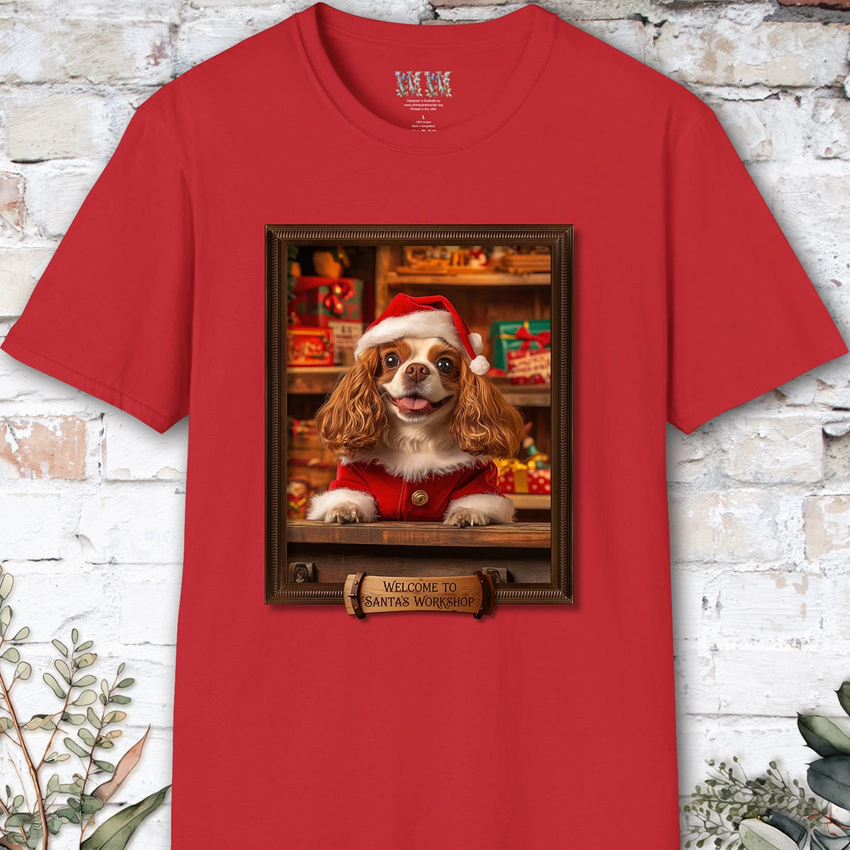 Cavalier King Charles Spaniel Santa's Workshop Unisex T shirt