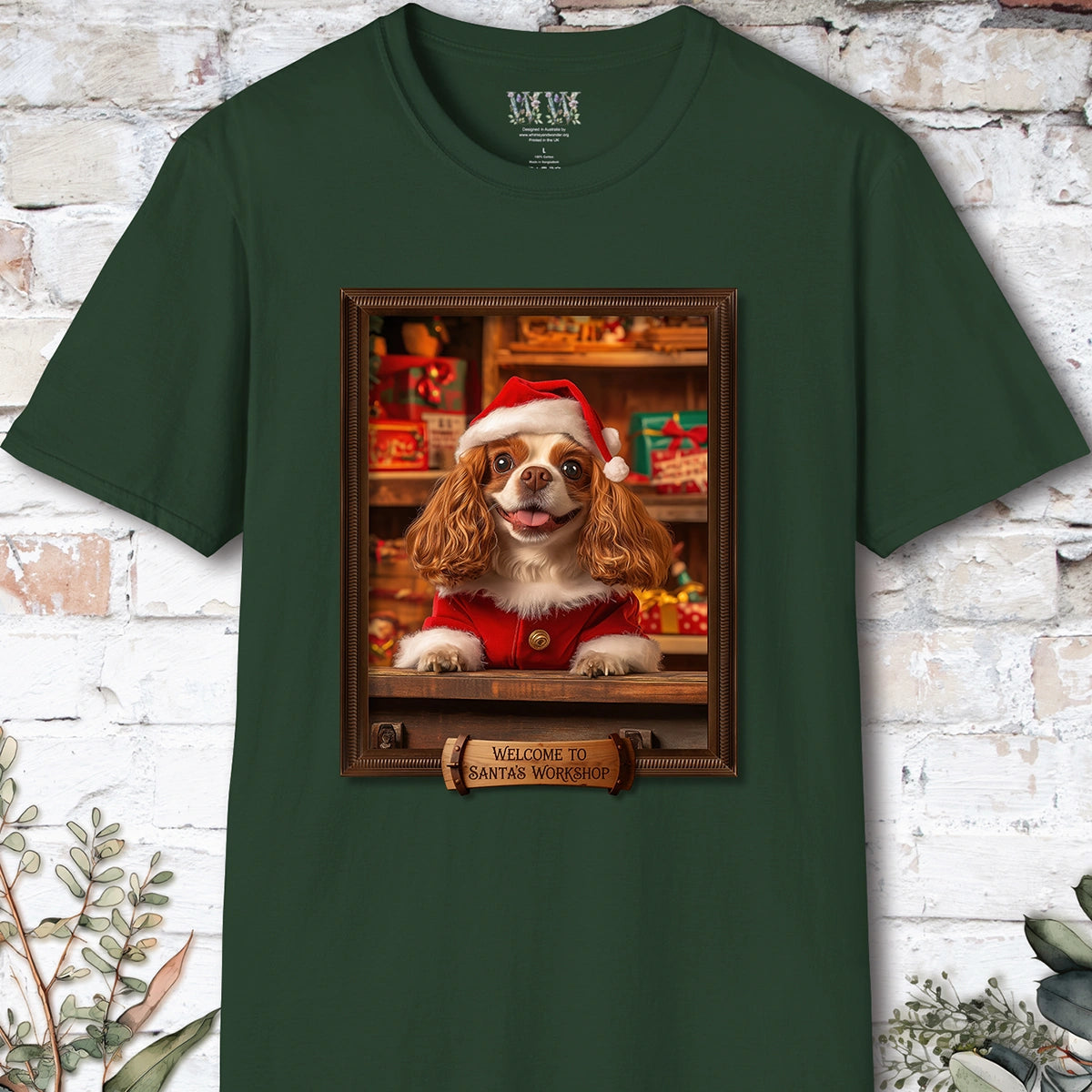 Cavalier King Charles Spaniel Santa's Workshop Unisex T shirt