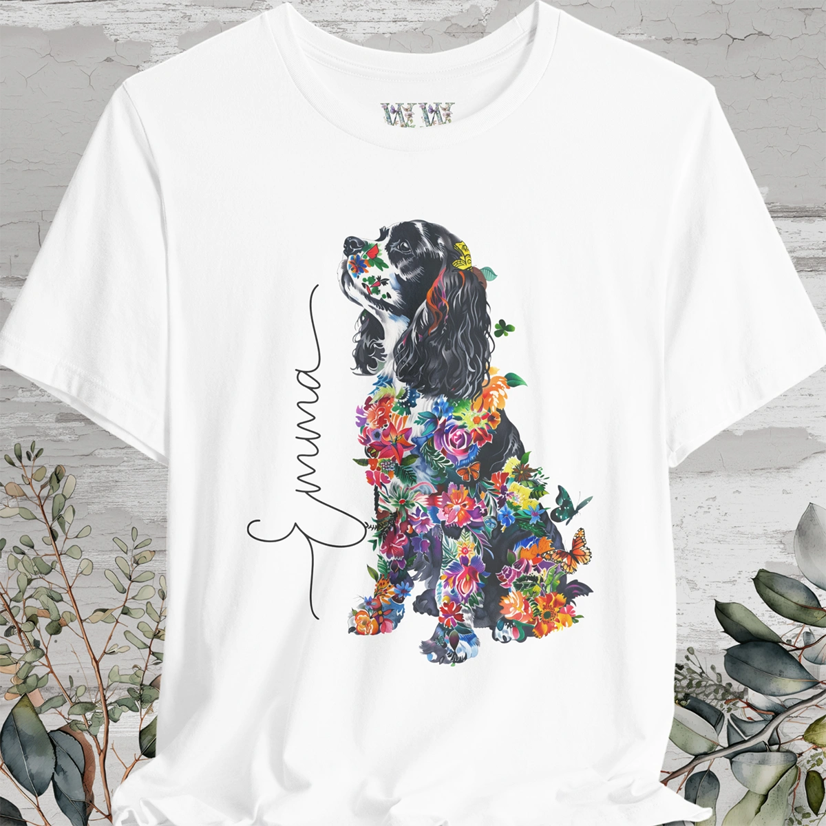 Cavalier King Charles Spaniel #1 Floral Personalized T shirt