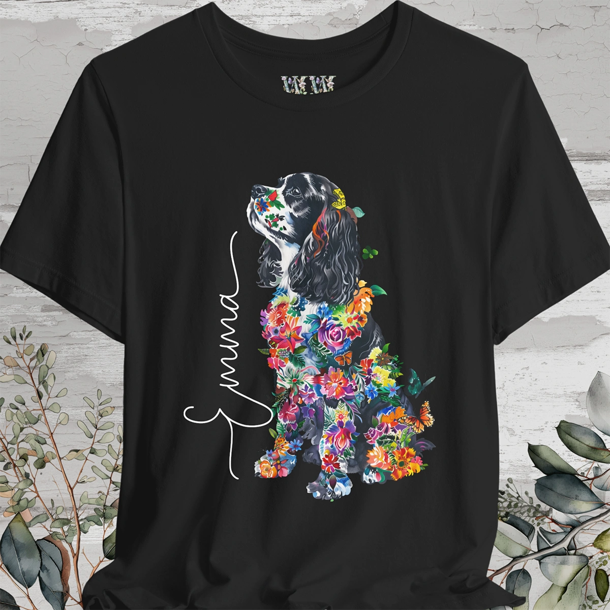 Cavalier King Charles Spaniel #1 Floral Personalized T shirt