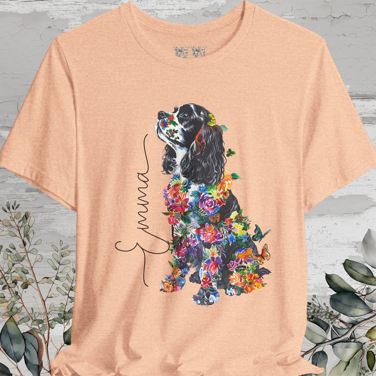 Cavalier King Charles Spaniel #1 Floral Personalized T shirt