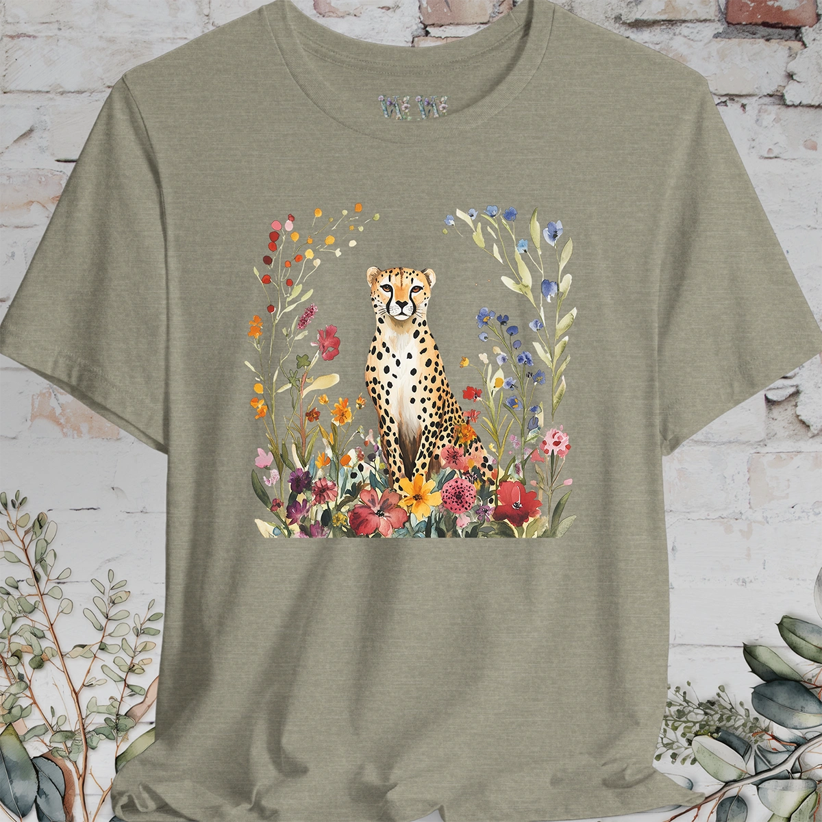 Cheetah with Wild Flowers T-Shirt