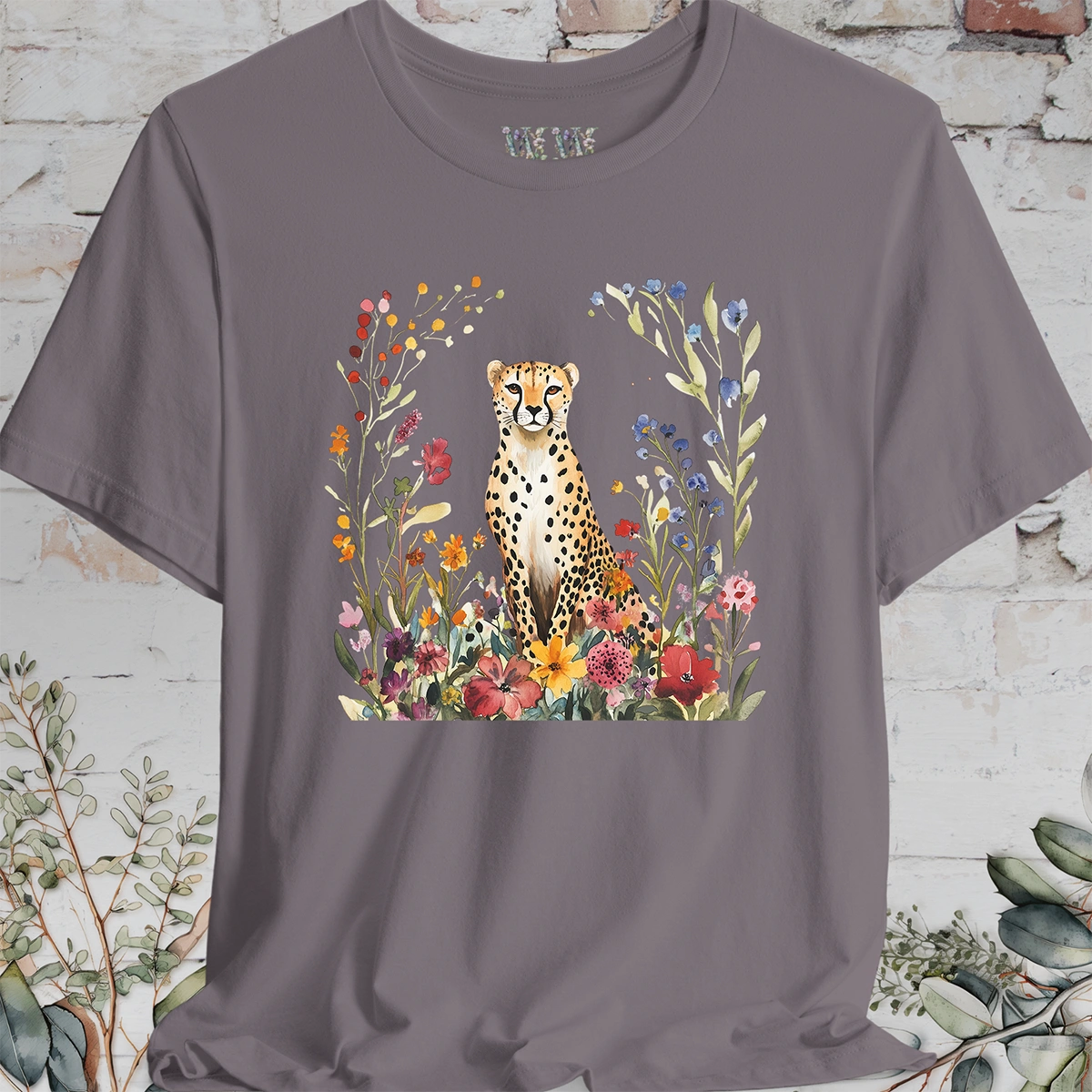 Cheetah with Wild Flowers T-Shirt