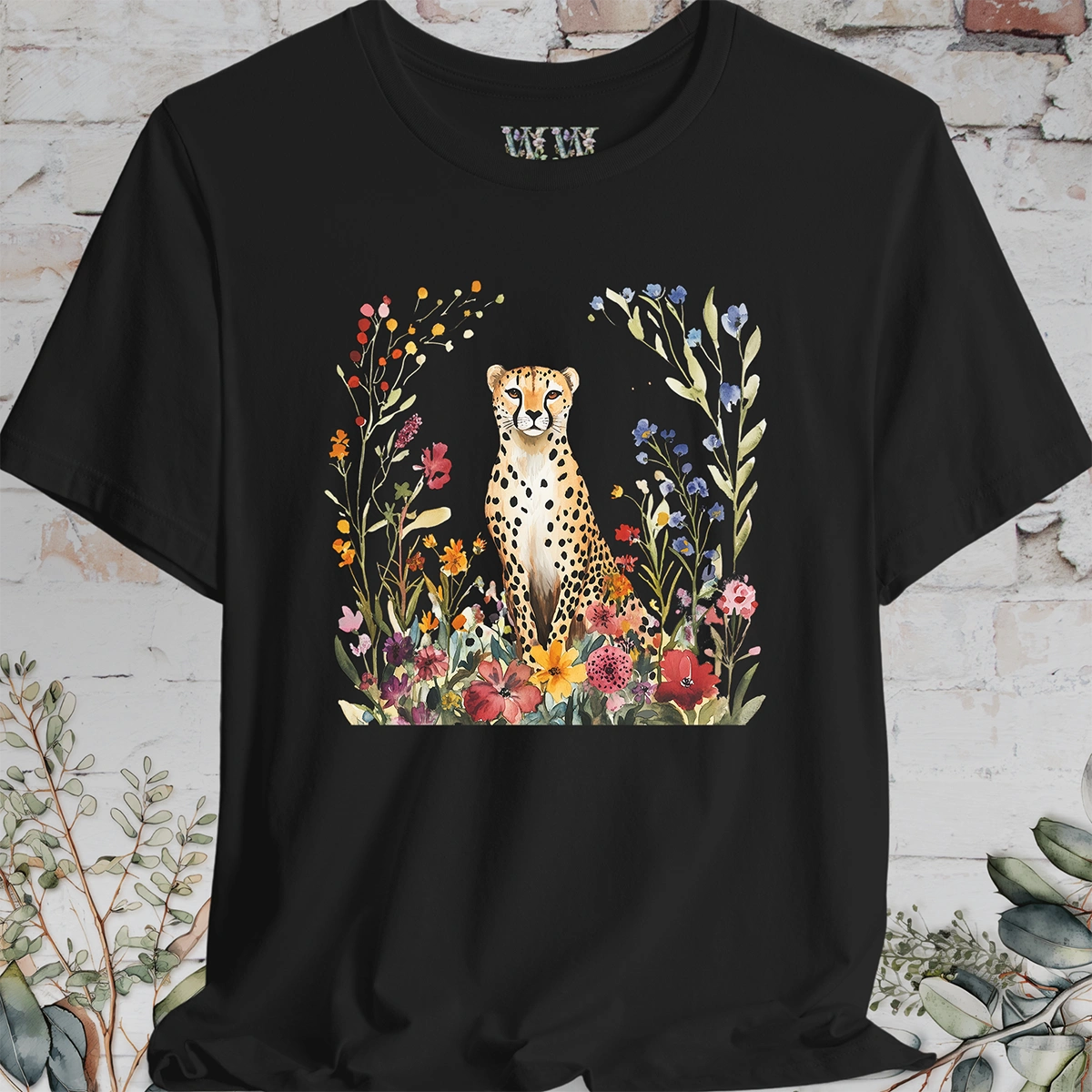 Cheetah with Wild Flowers T-Shirt
