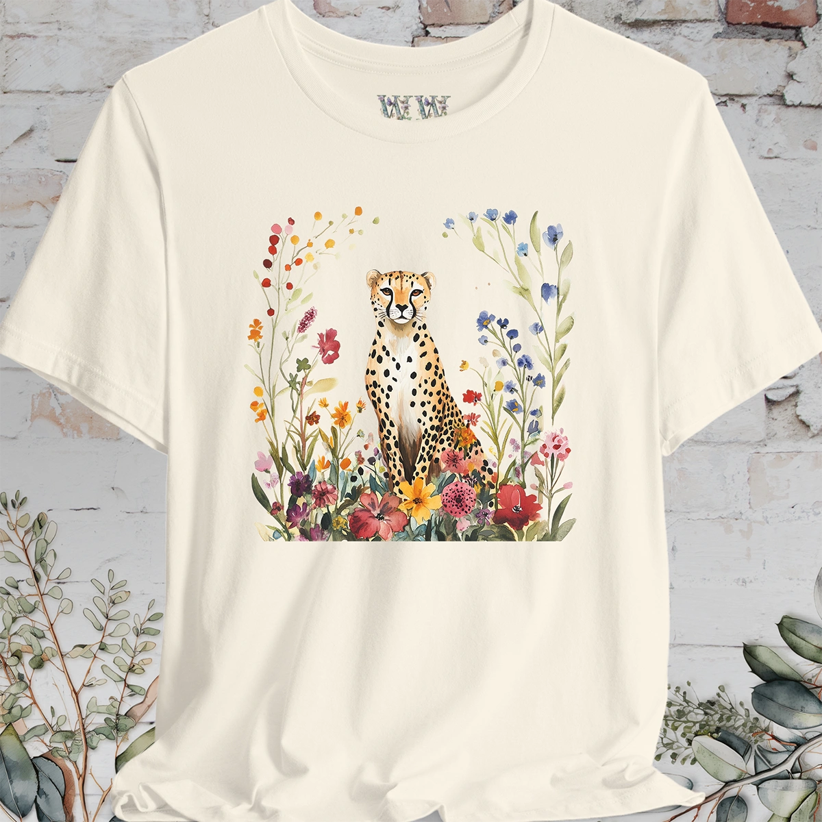 Cheetah with Wild Flowers T-Shirt