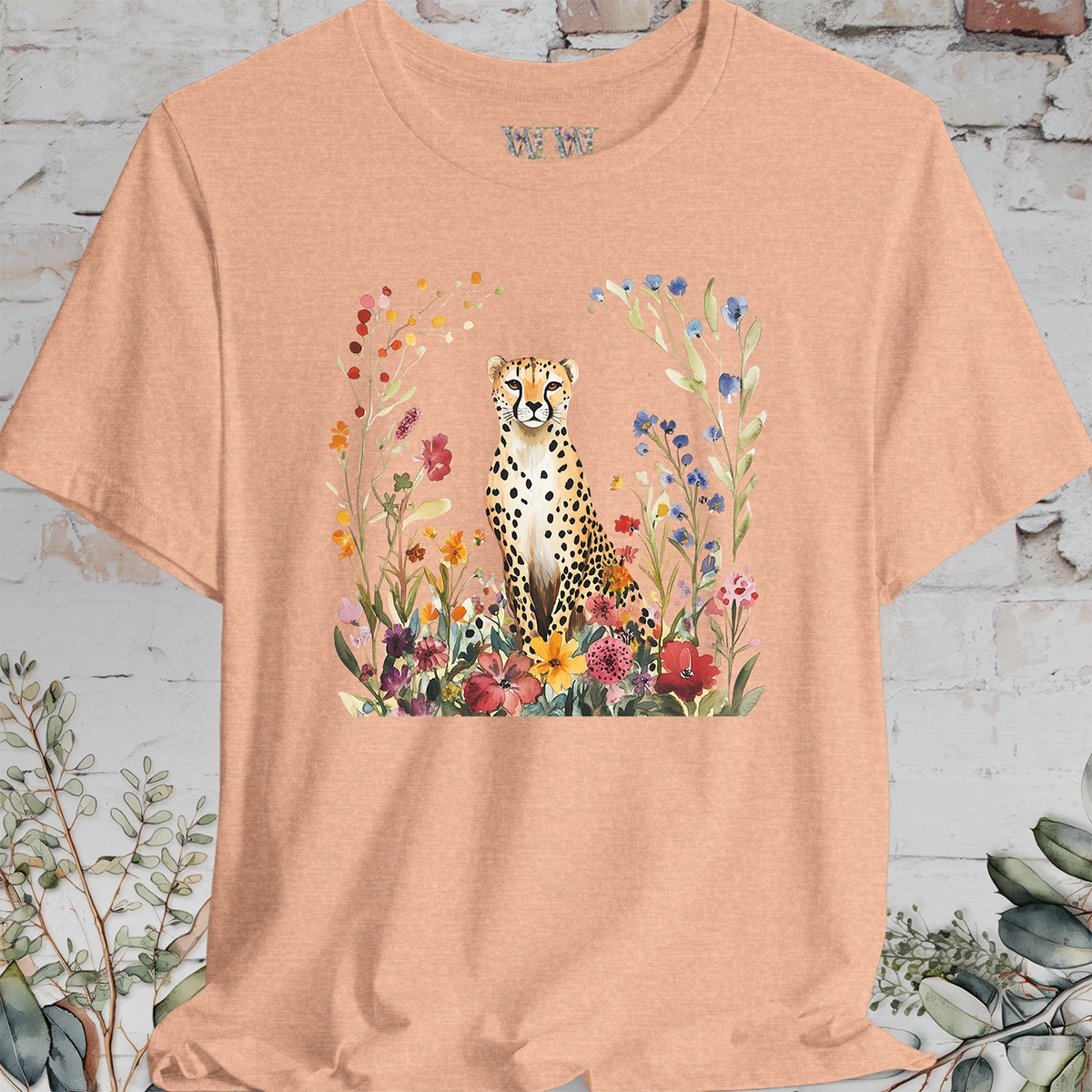 Cheetah with Wild Flowers T-Shirt