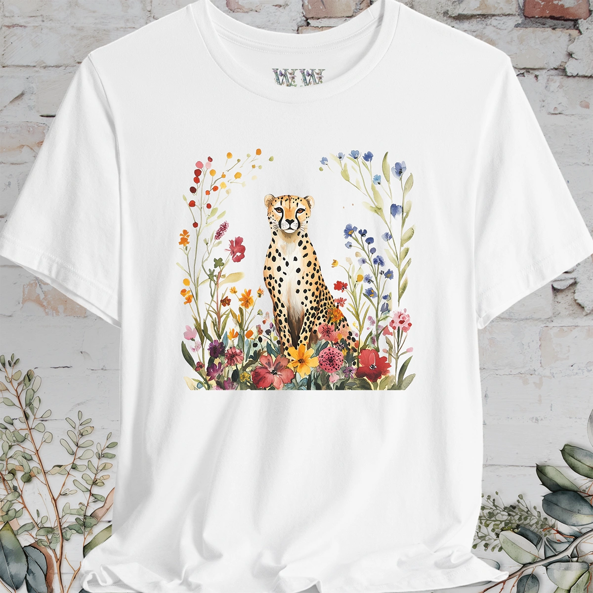 Cheetah with Wild Flowers T-Shirt