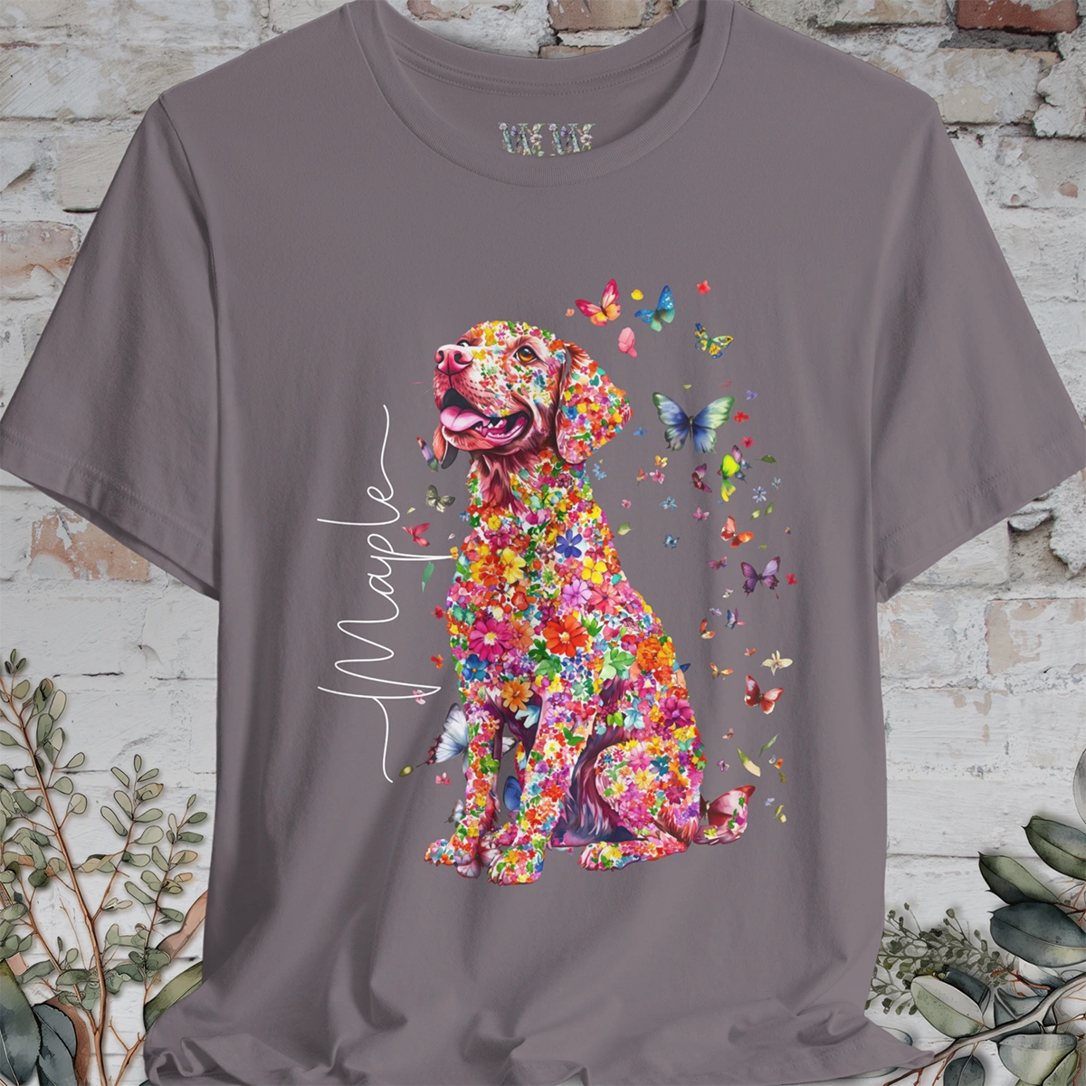 Chesapeake Bay Retriever Floral Butterfly T shirt