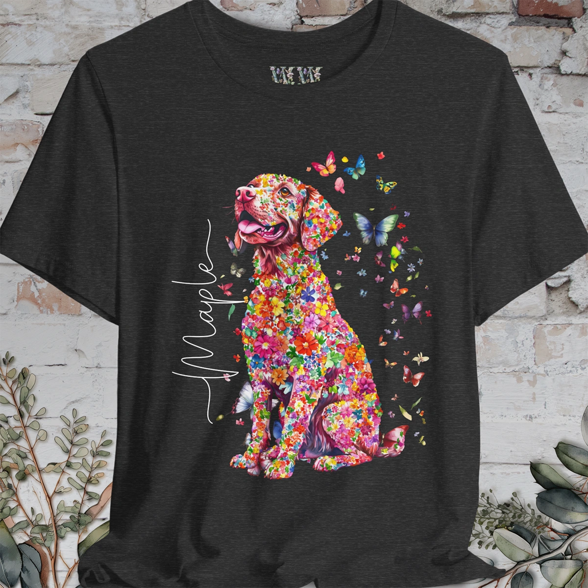 Chesapeake Bay Retriever Floral Butterfly T shirt