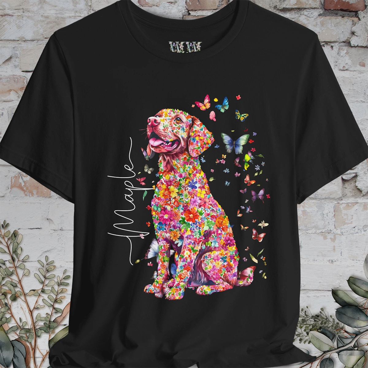 Chesapeake Bay Retriever Floral Butterfly T shirt