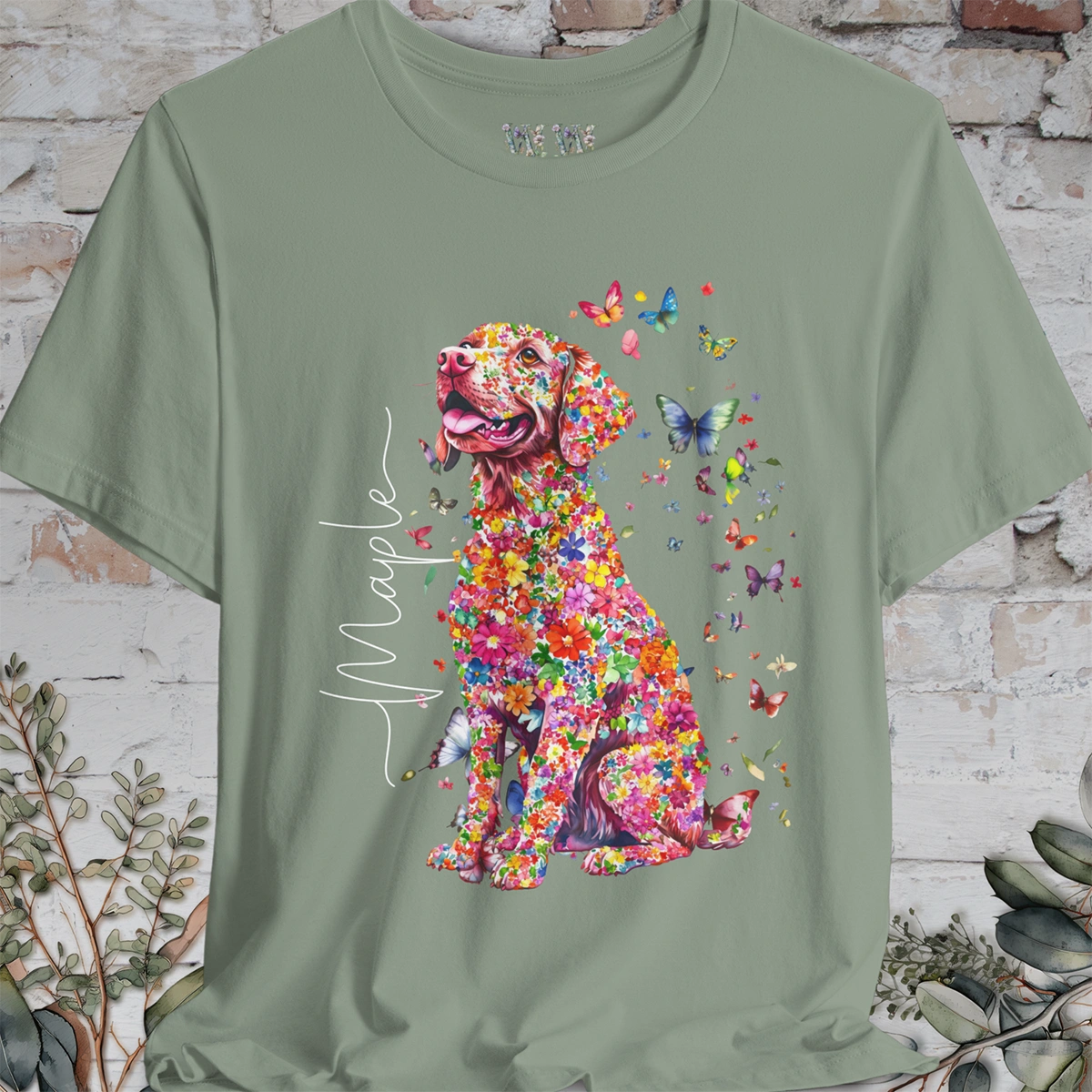 Chesapeake Bay Retriever Floral Butterfly T shirt
