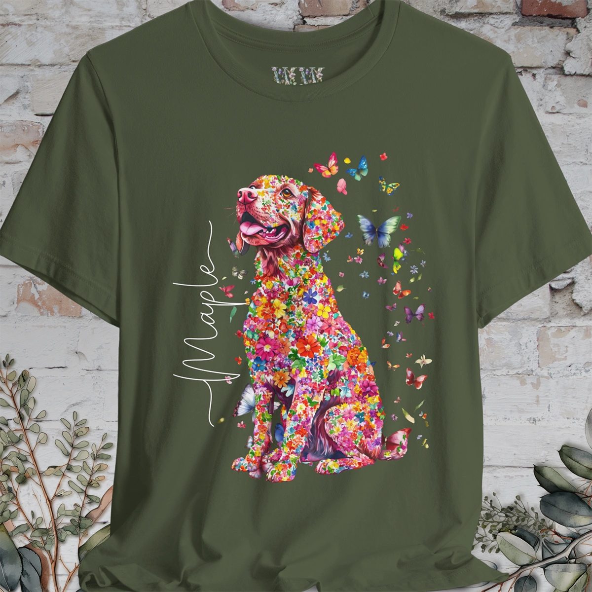 Chesapeake Bay Retriever Floral Butterfly T shirt