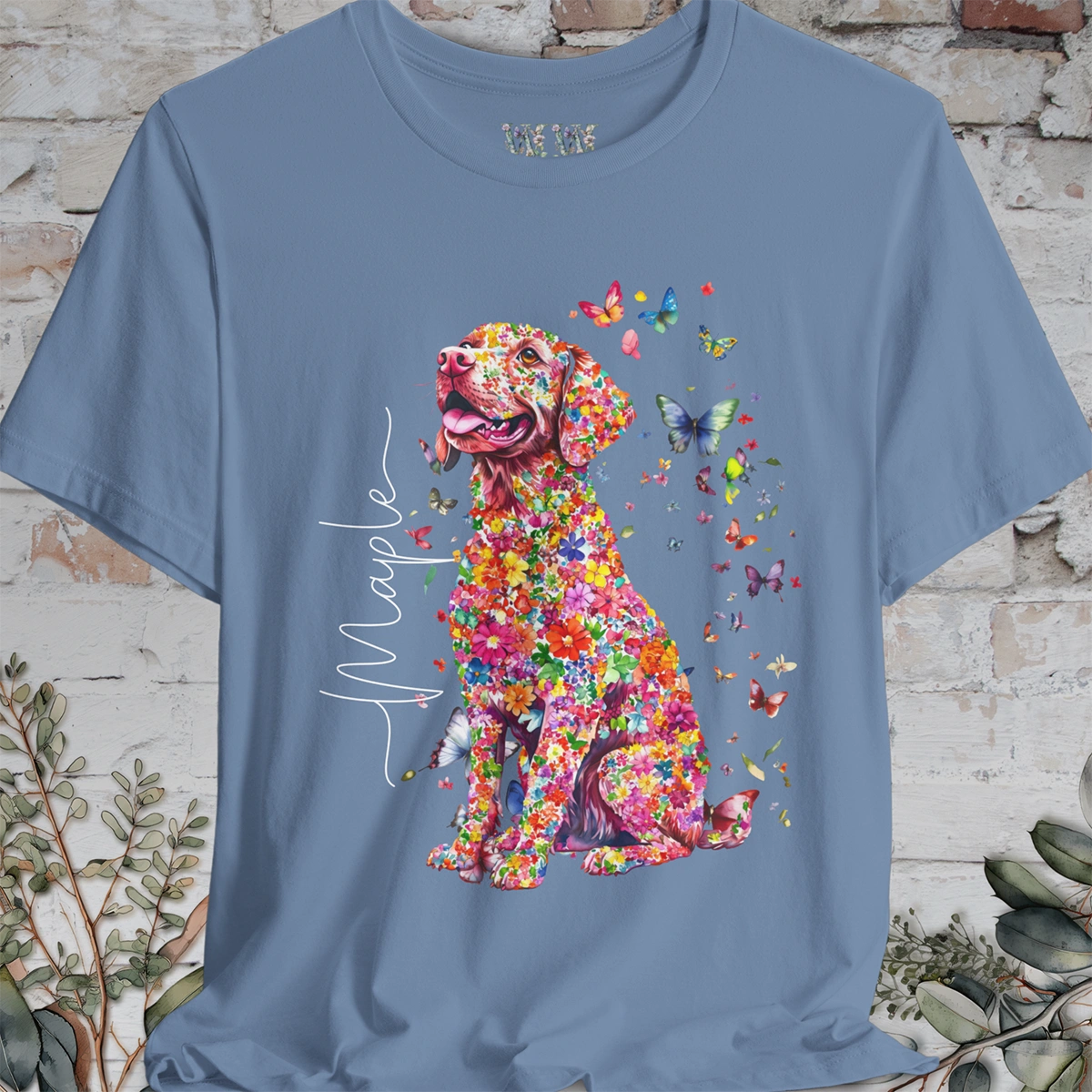 Chesapeake Bay Retriever Floral Butterfly T shirt