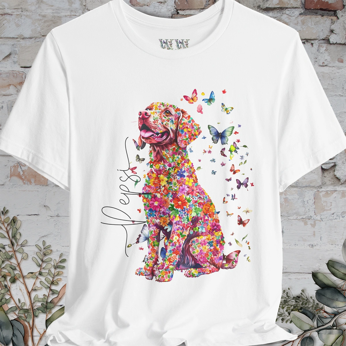 Chesapeake Bay Retriever Floral Butterfly T shirt