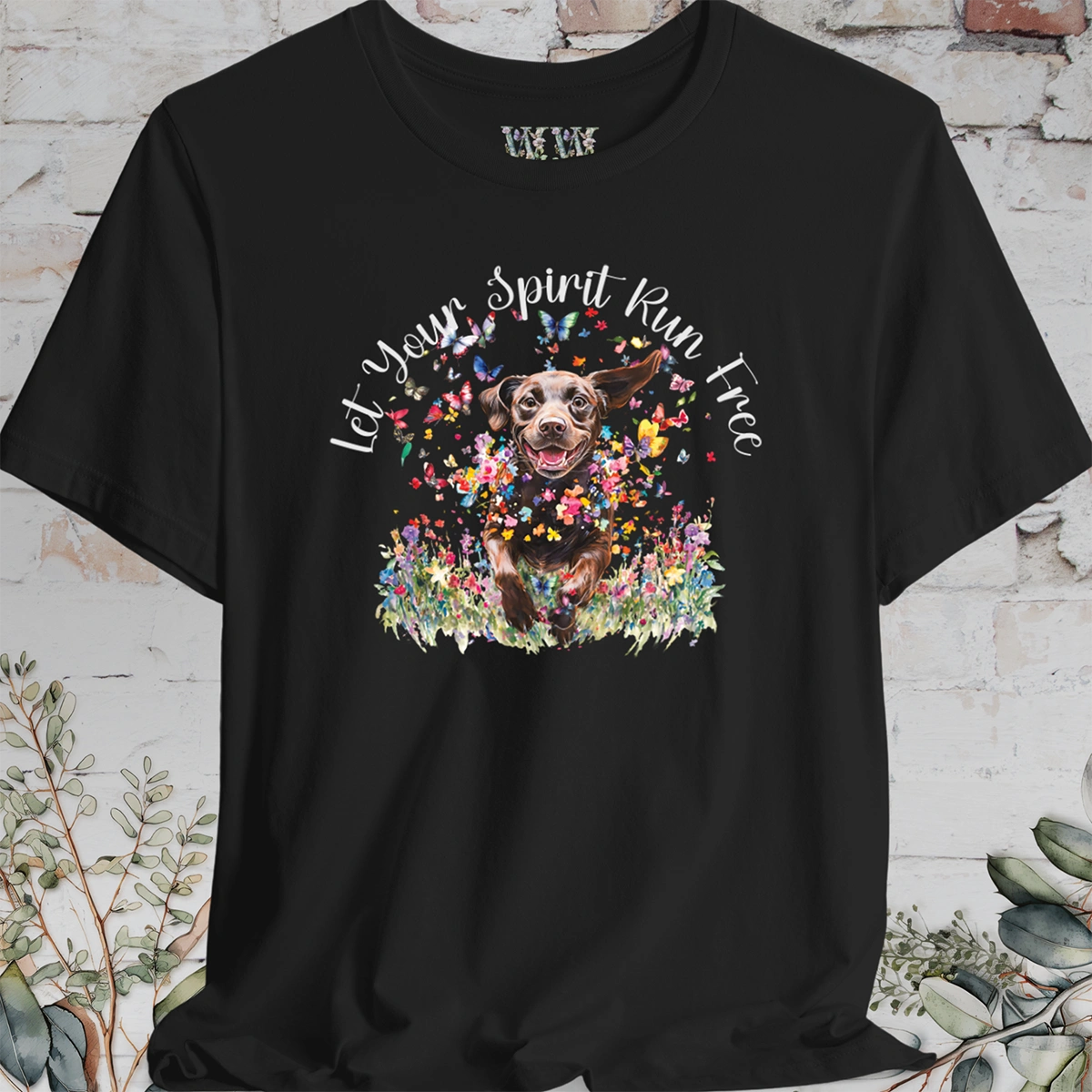 Chocolate Labrador 'Let your spirit run free' T shirt