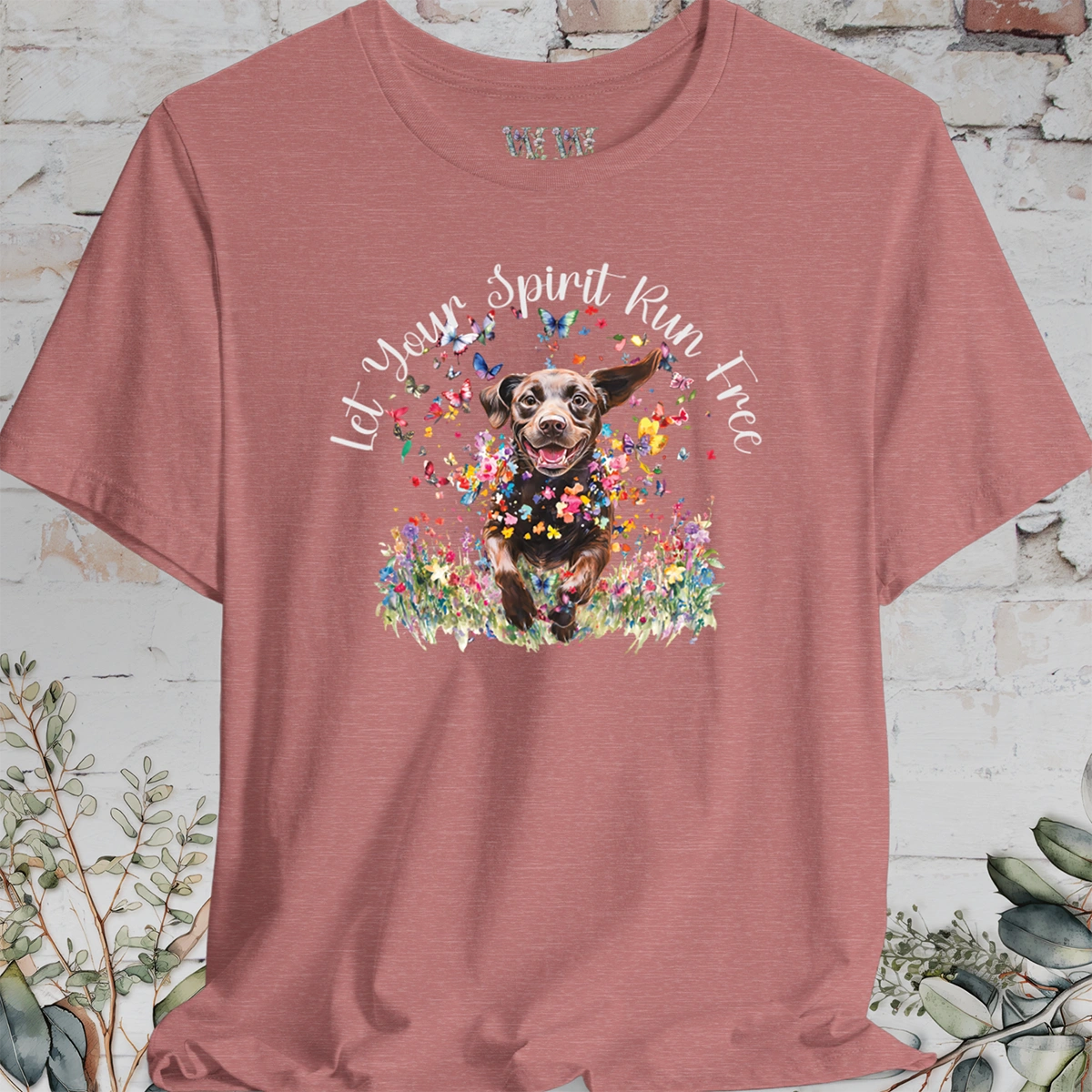 Chocolate Labrador 'Let your spirit run free' T shirt