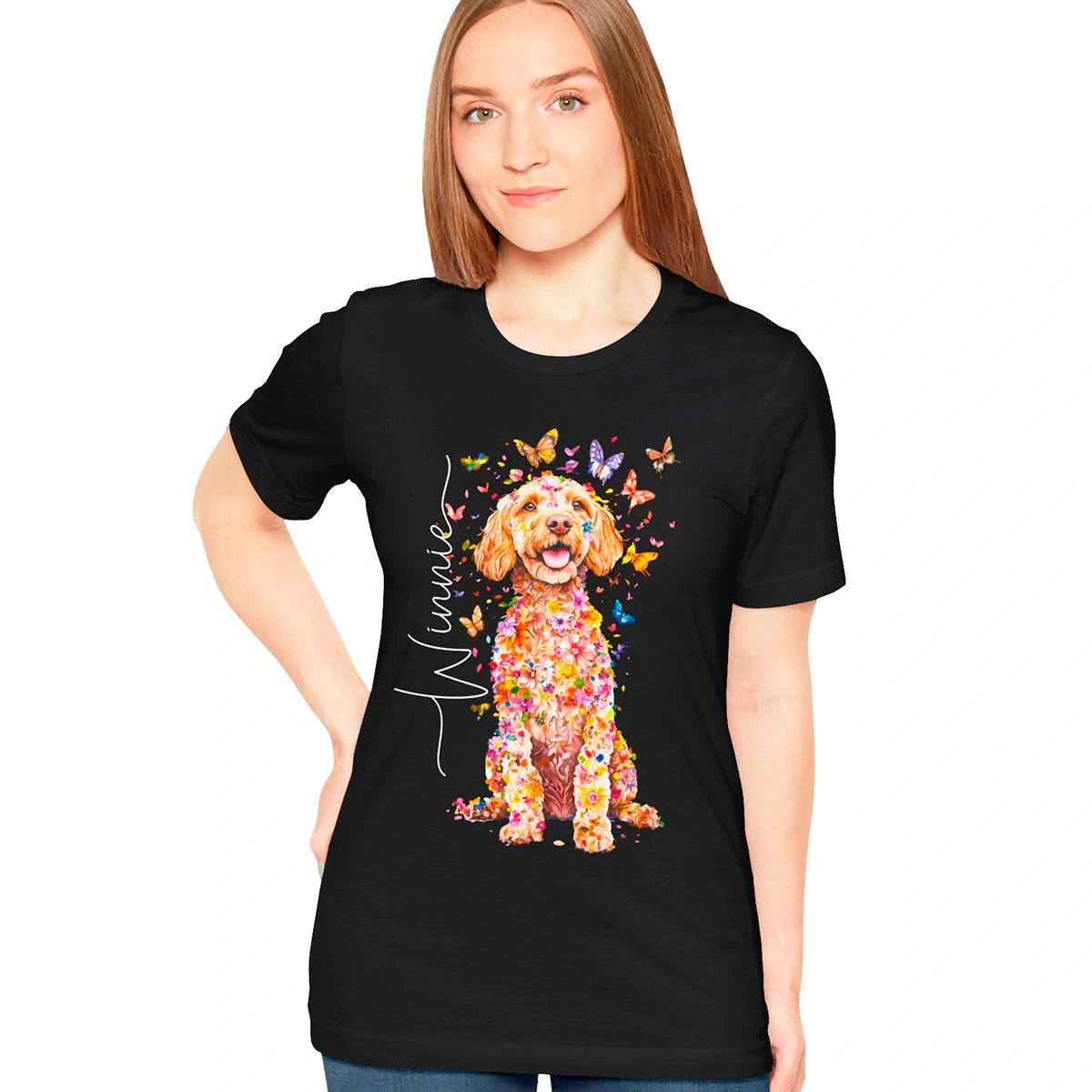 Cockapoo #2 Floral Personalized T shirt