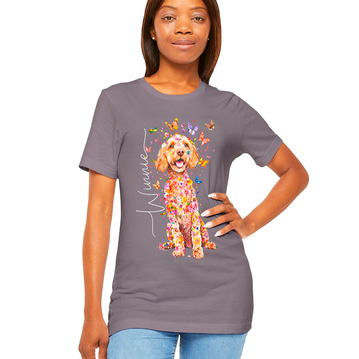 Cockapoo #2 Floral Personalized T shirt