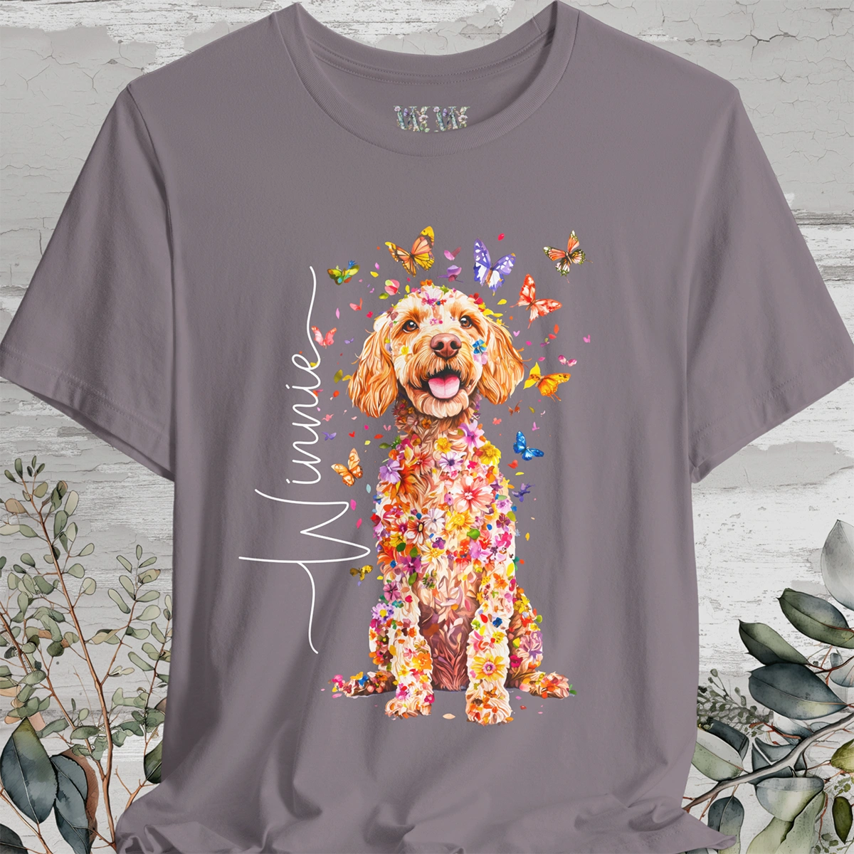 Cockapoo #2 Floral Personalized T shirt
