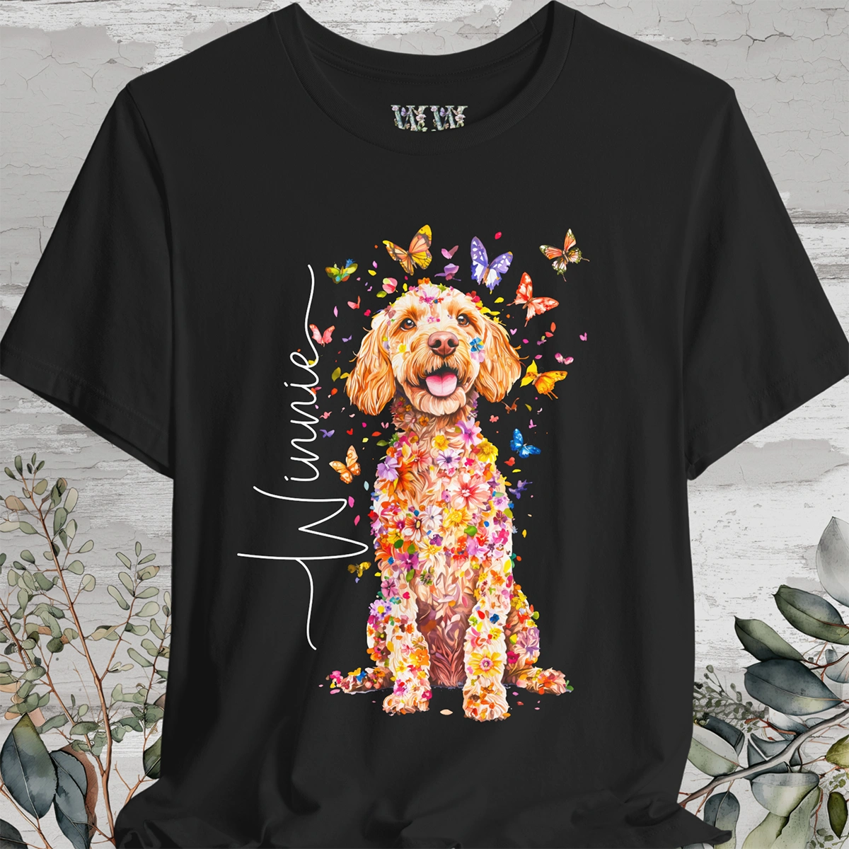 Cockapoo #2 Floral Personalized T shirt