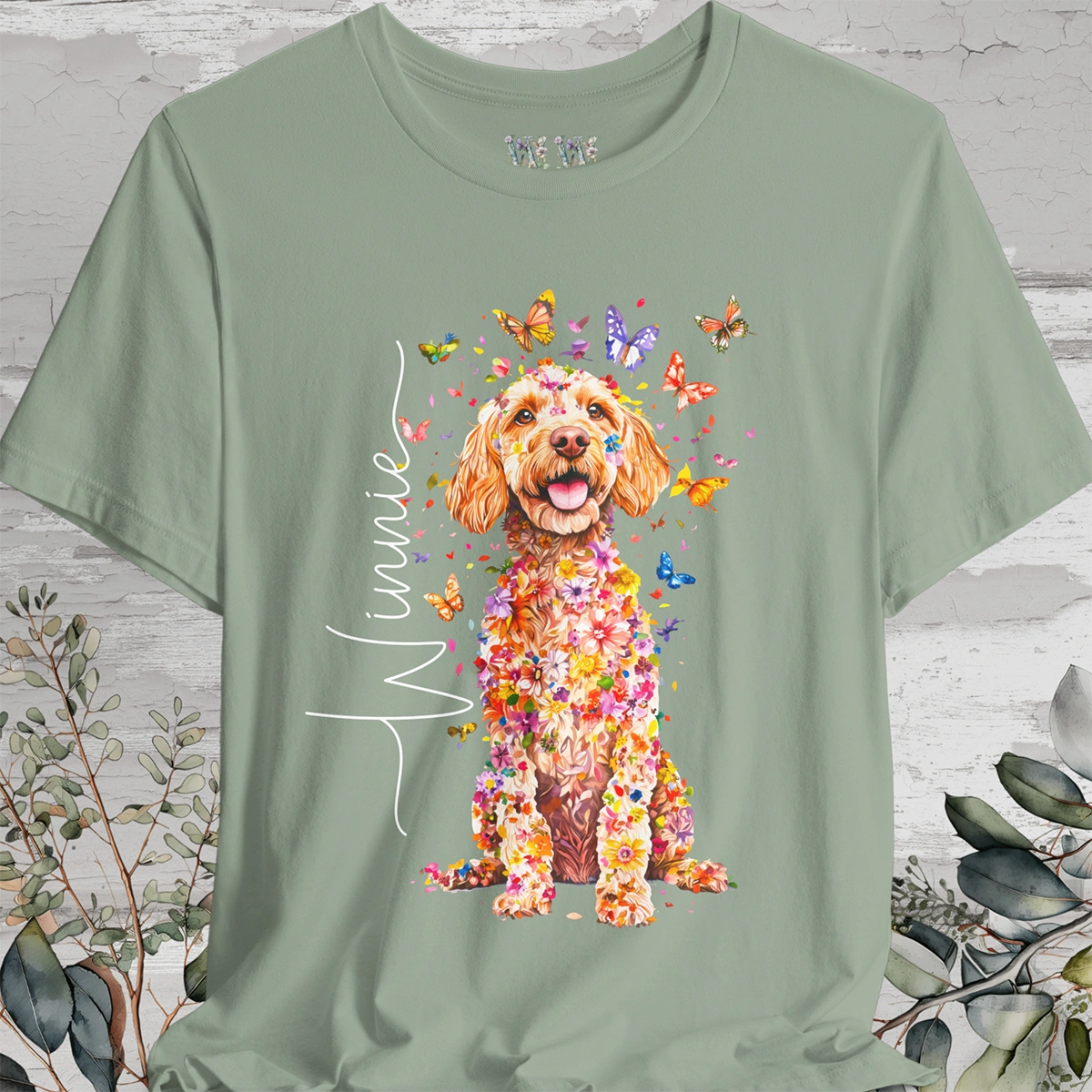 Cockapoo #2 Floral Personalized T shirt