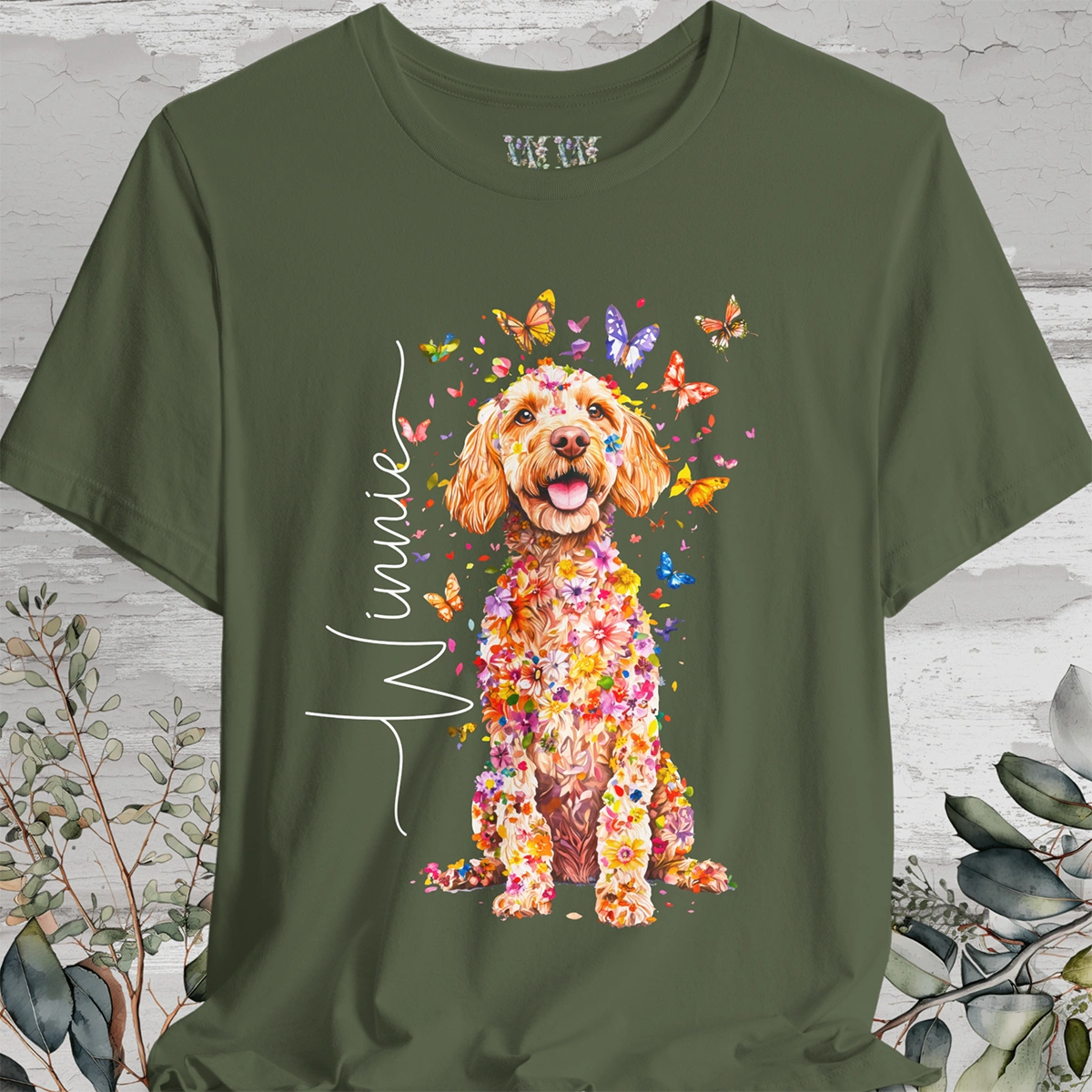 Cockapoo #2 Floral Personalized T shirt