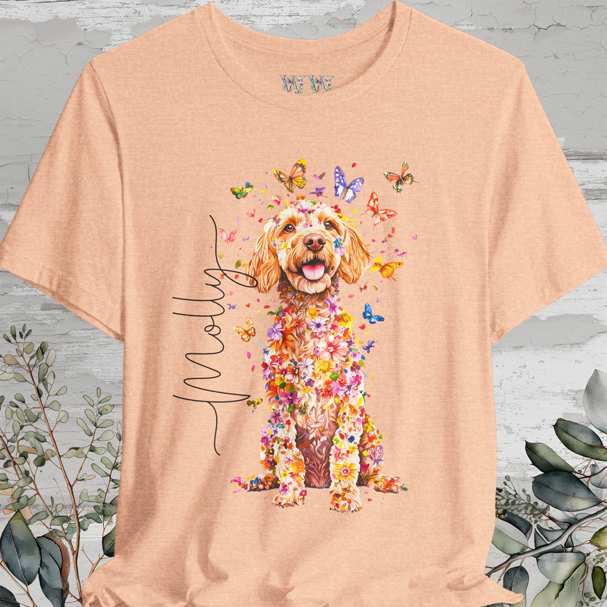 Cockapoo #2 Floral Personalized T shirt