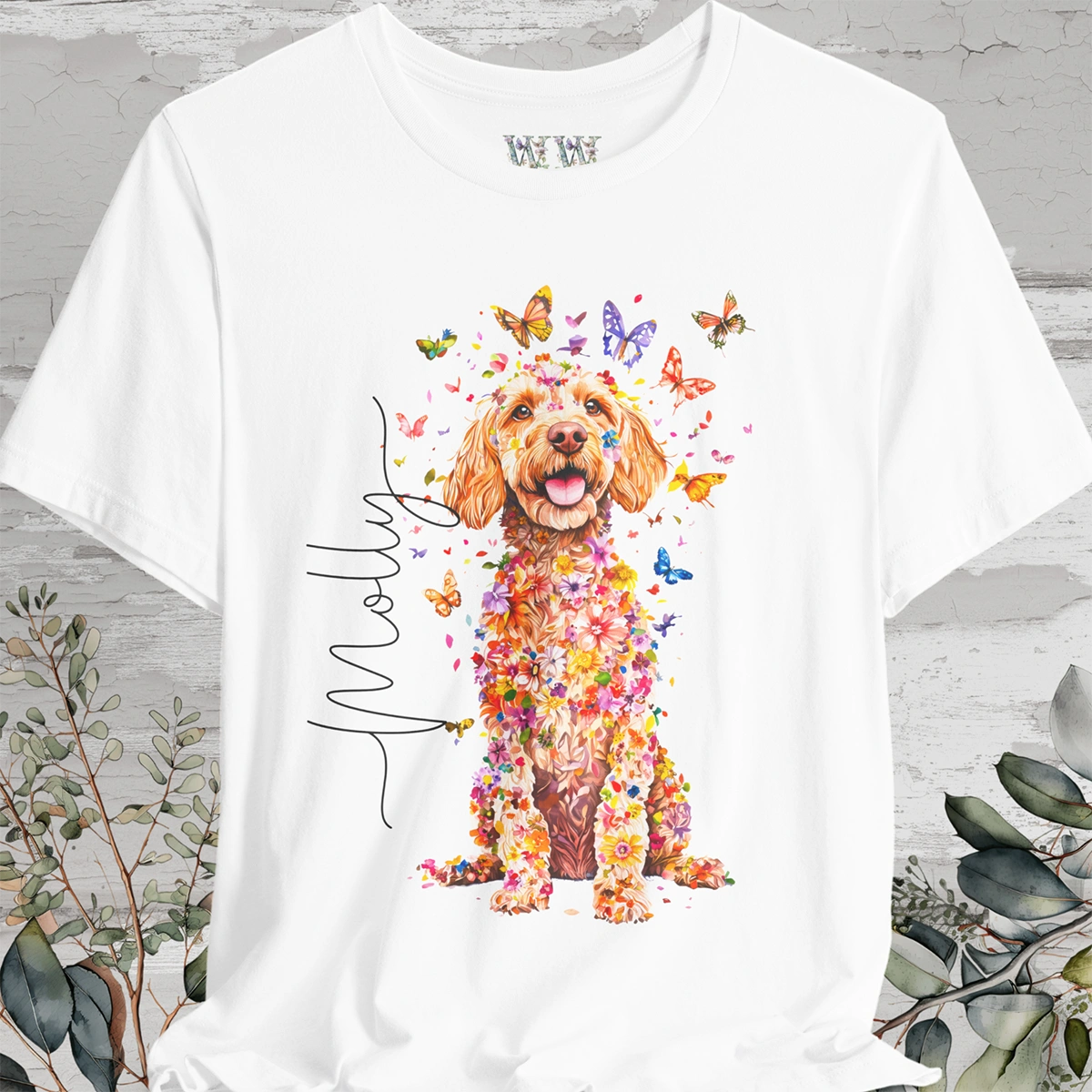 Cockapoo #2 Floral Personalized T shirt