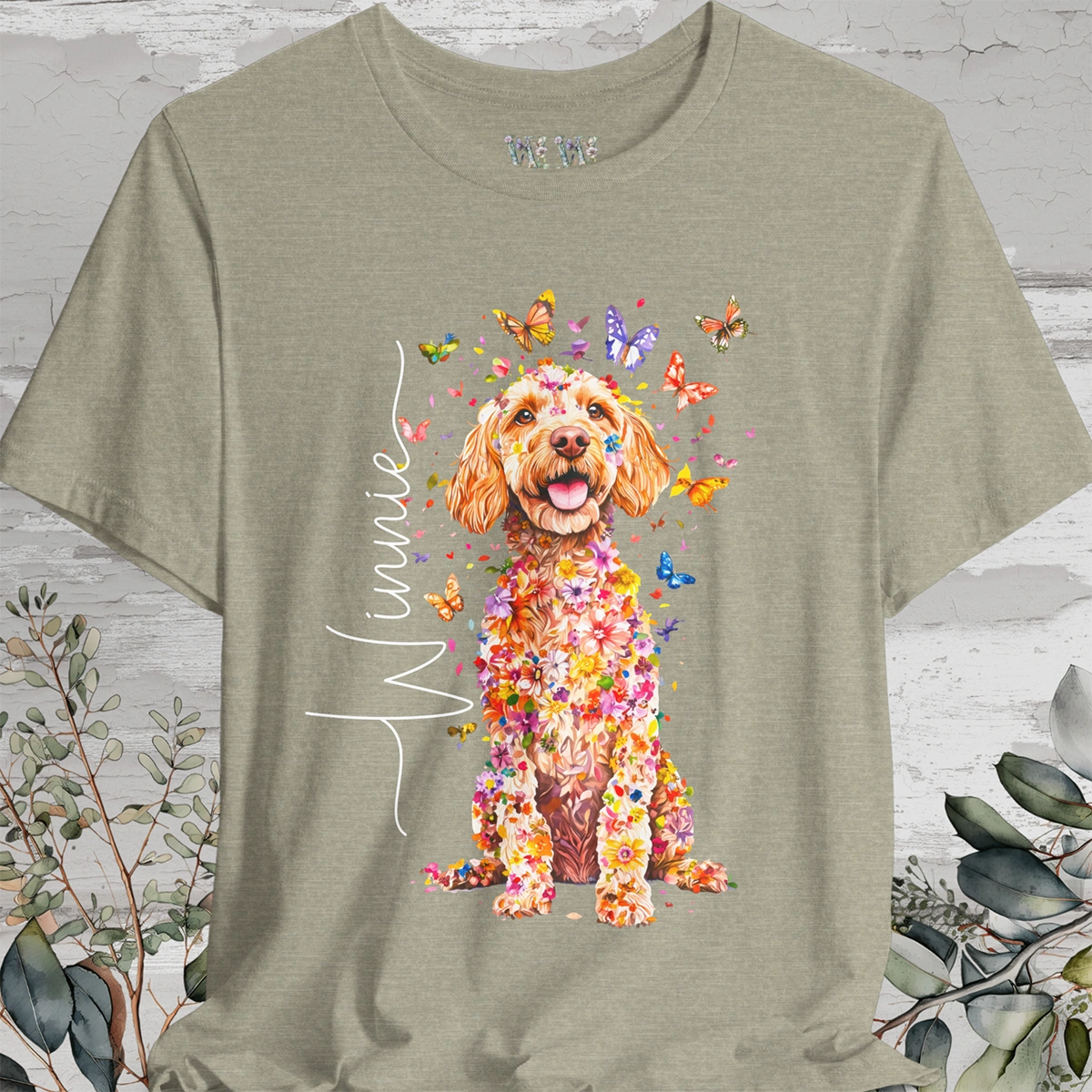 Cockapoo #2 Floral Personalized T shirt