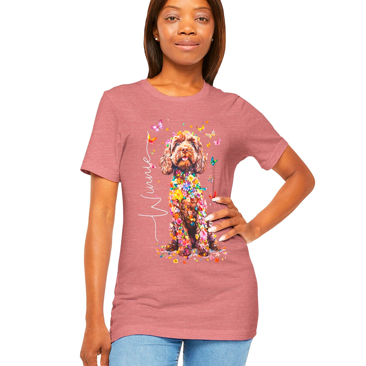 Cockapoo #1 Floral Personalized T shirt