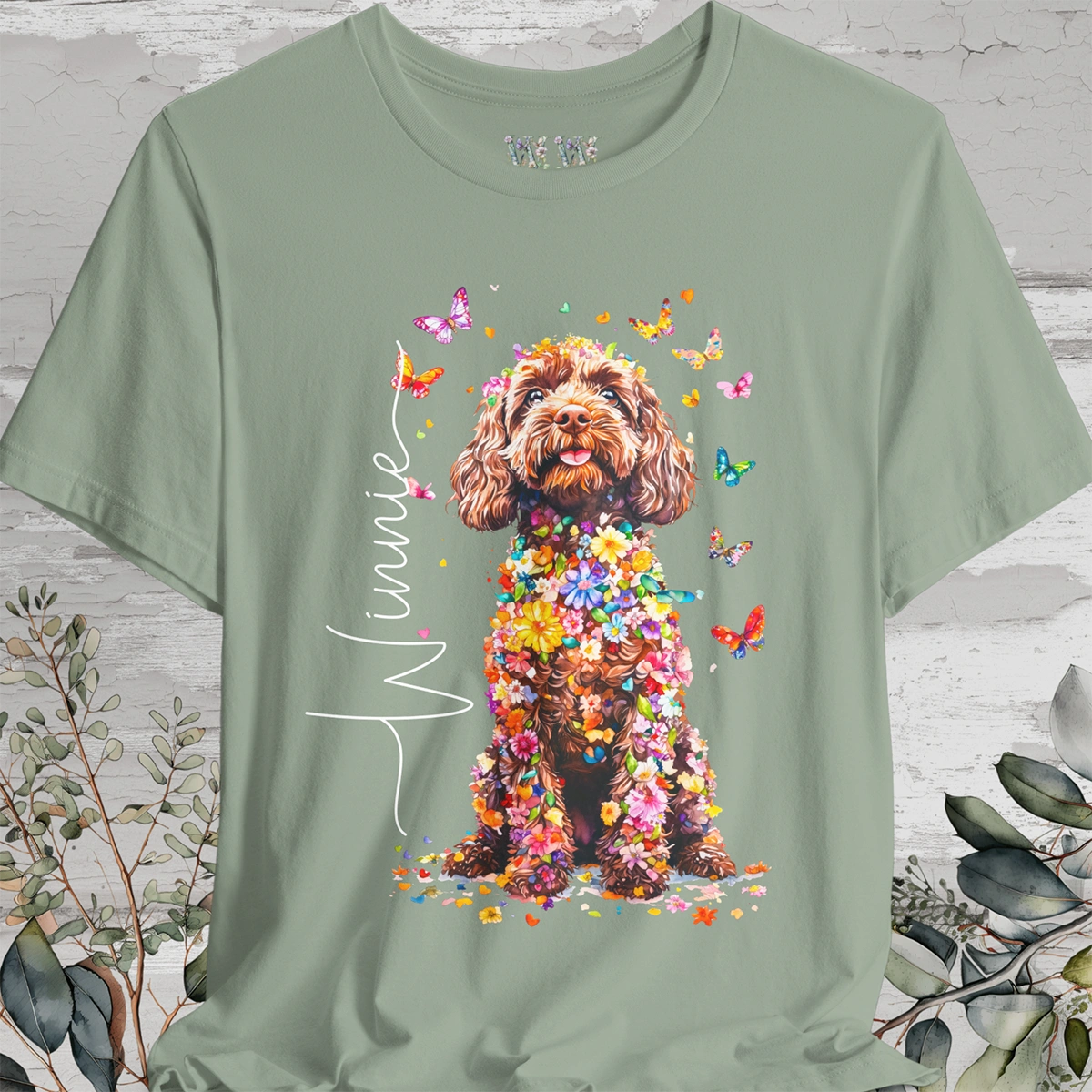Cockapoo #1 Floral Personalized T shirt