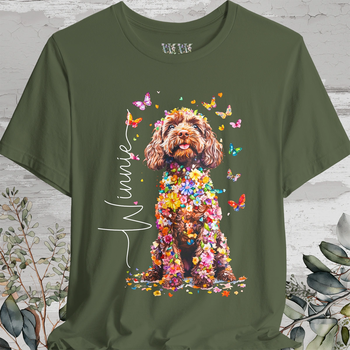 Cockapoo #1 Floral Personalized T shirt