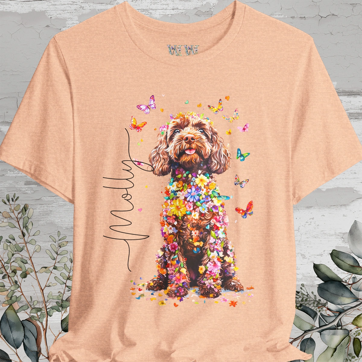 Cockapoo #1 Floral Personalized T shirt