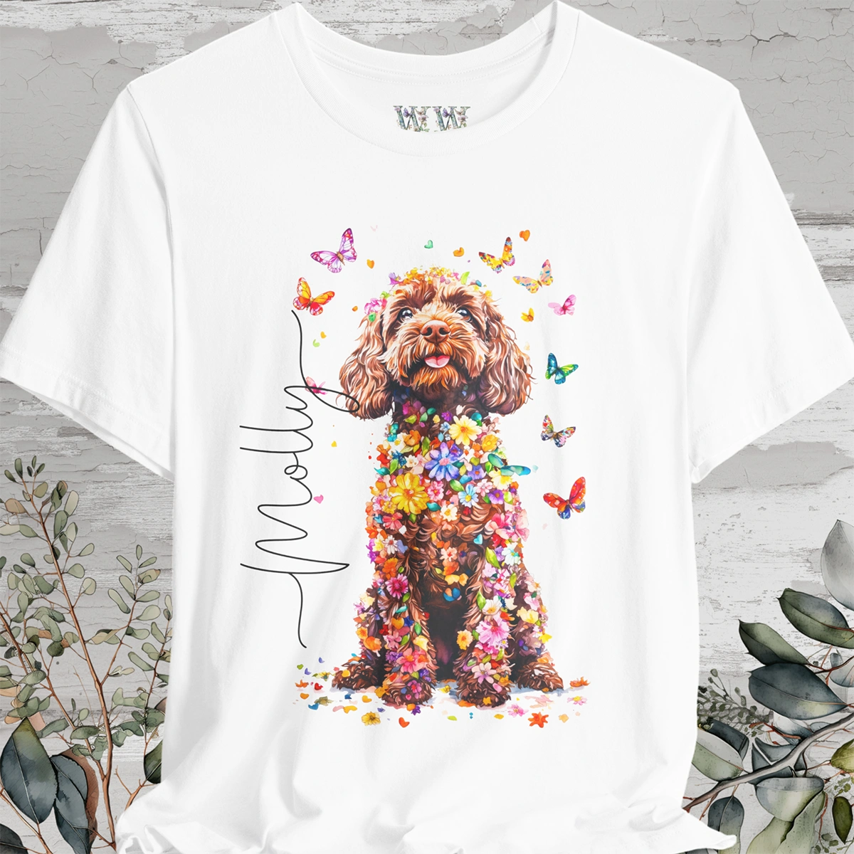 Cockapoo #1 Floral Personalized T shirt