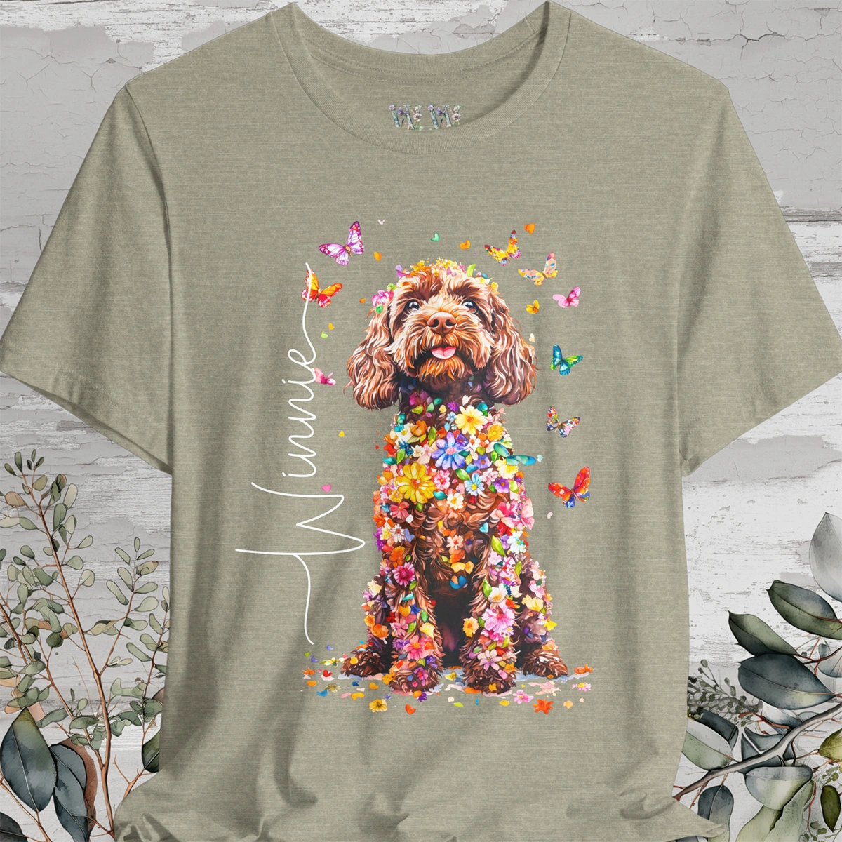 Cockapoo #1 Floral Personalized T shirt