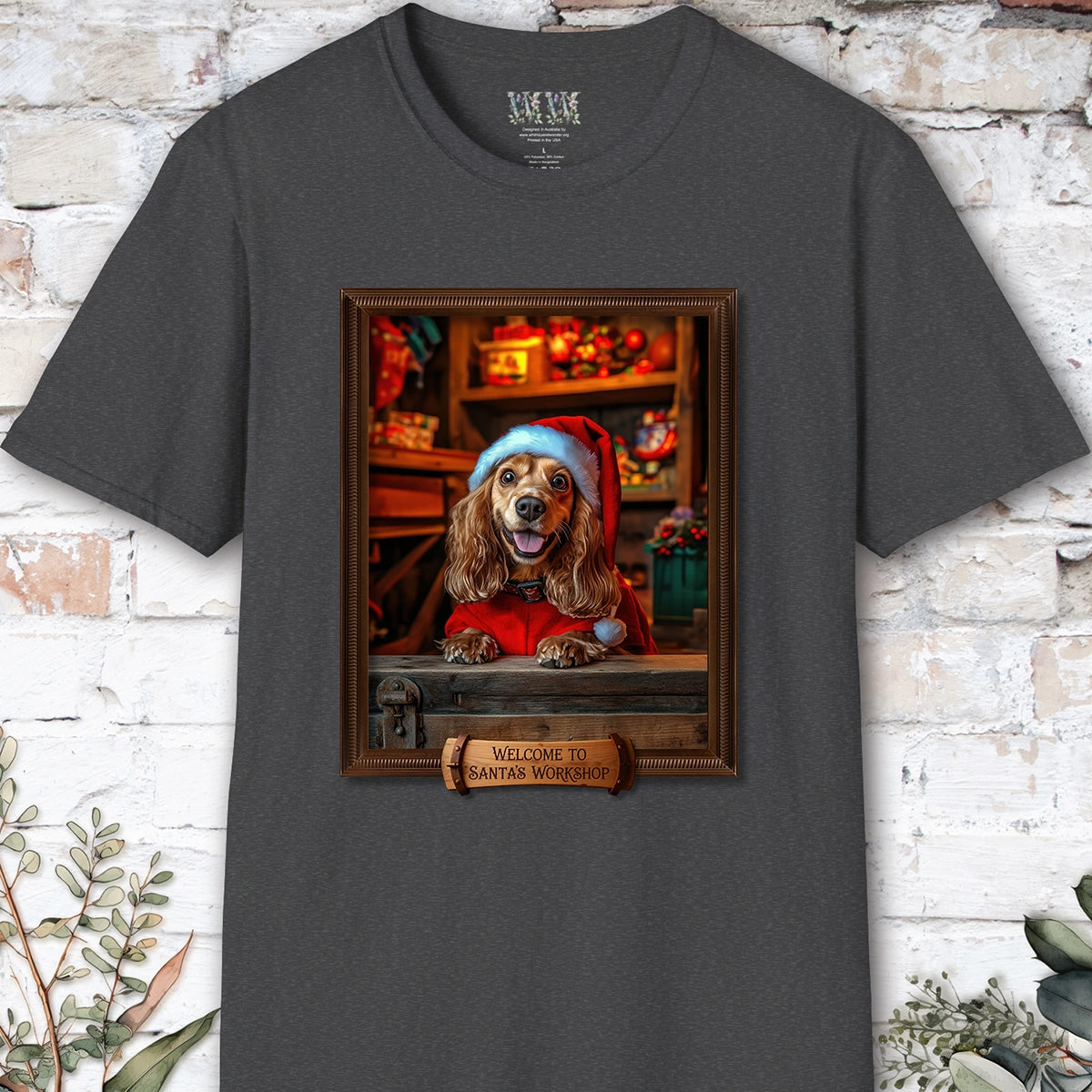 Cocker Spaniel Santa's Workshop Unisex T shirt
