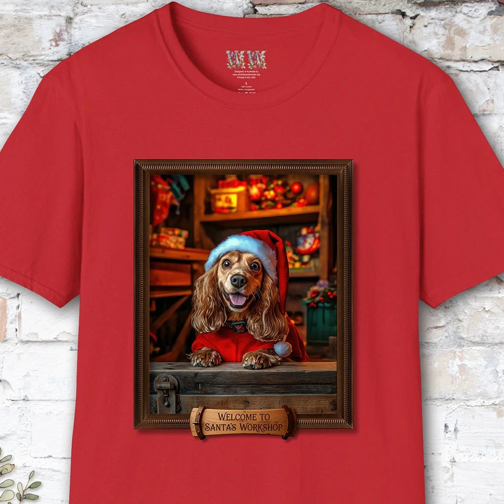 Cocker Spaniel Santa's Workshop Unisex T shirt