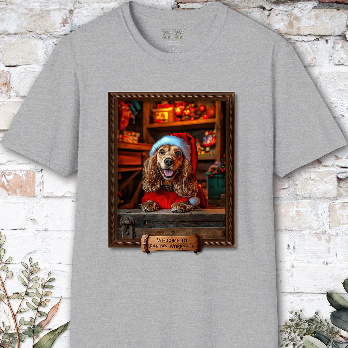 Cocker Spaniel Santa's Workshop Unisex T shirt