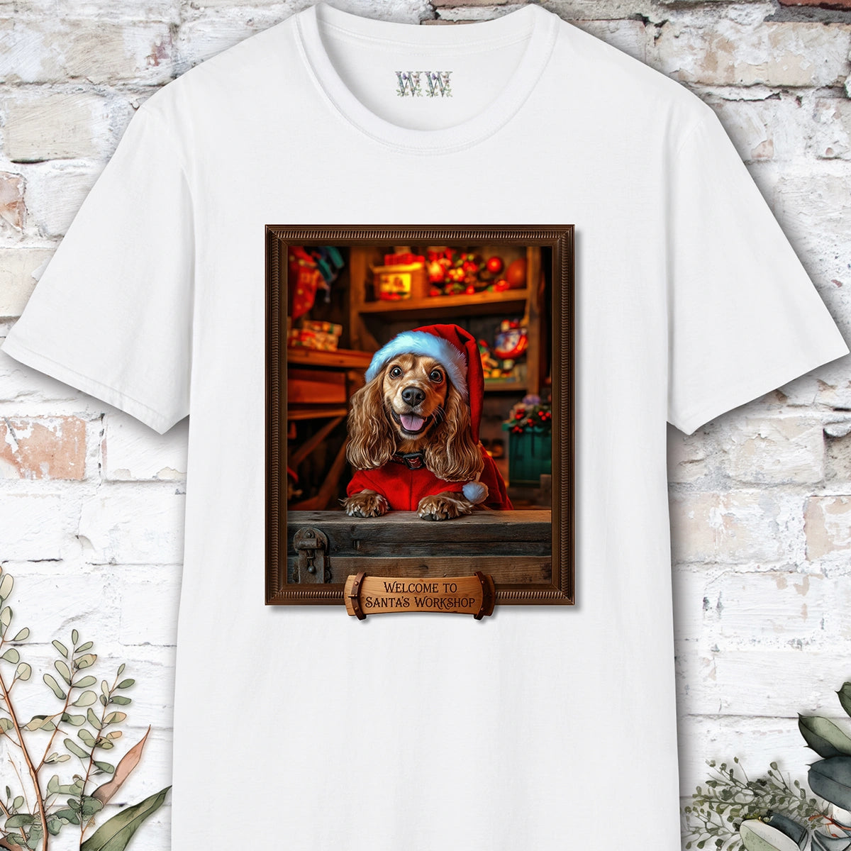 Cocker Spaniel Santa's Workshop Unisex T shirt