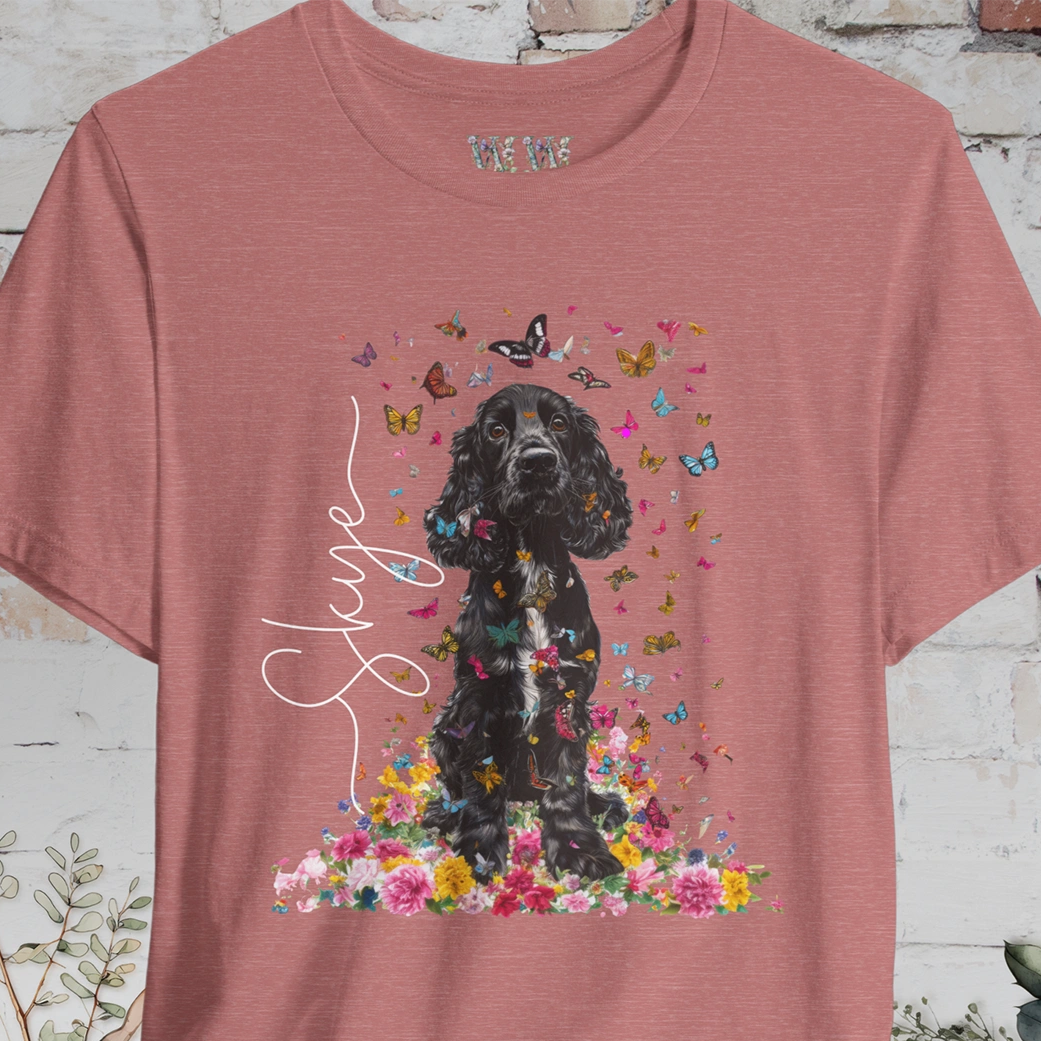 Black & White Cocker Spaniel Foral personalized T shirt