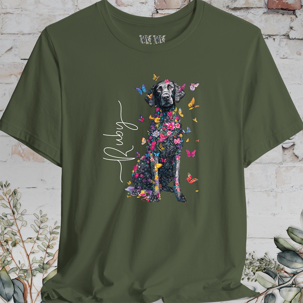 Curly Coated Retriever #1 Floral Personalized T shirt