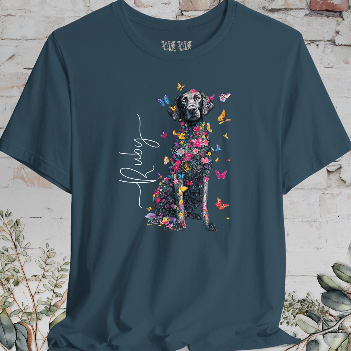 Curly Coated Retriever #1 Floral Personalized T shirt
