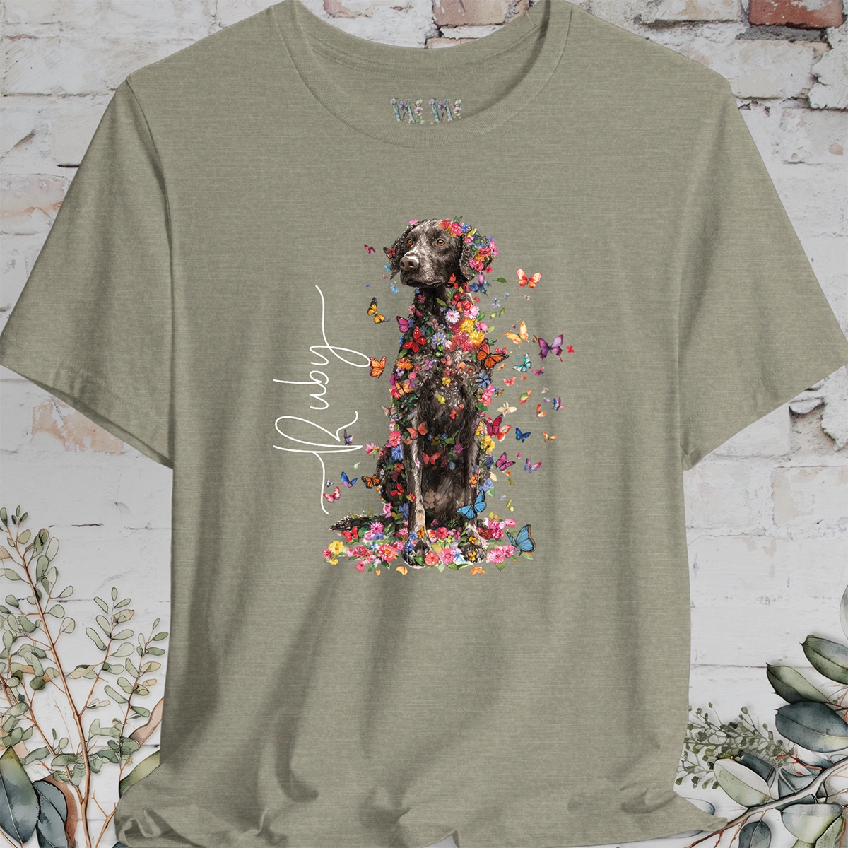 Curly Coated Retriever #2 Floral Personalized T shirt