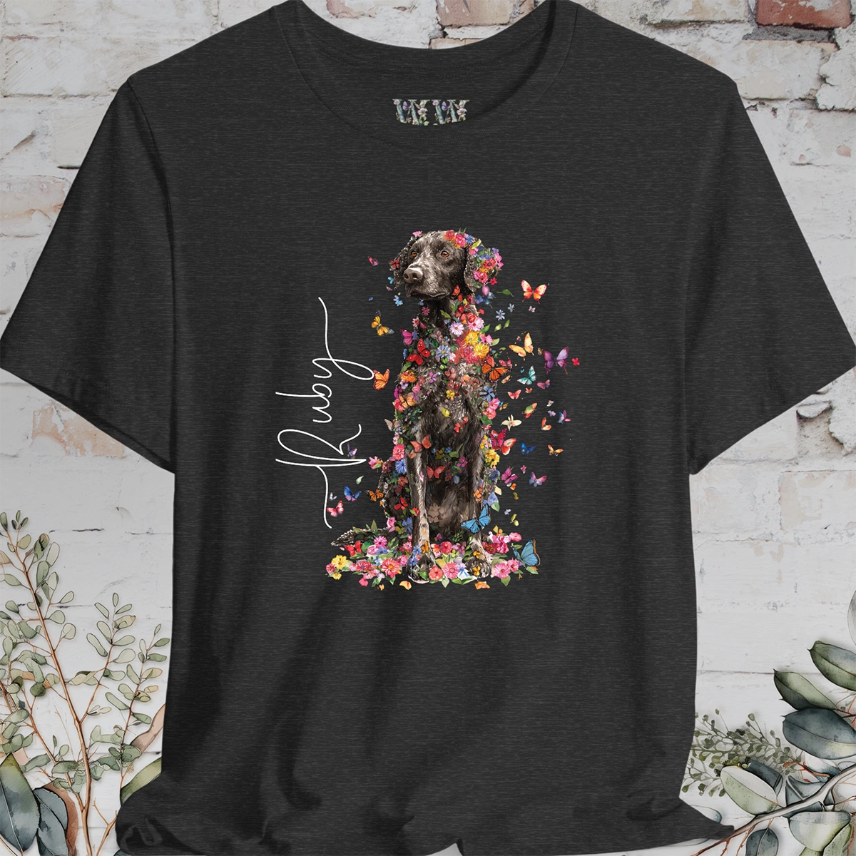 Curly Coated Retriever #2 Floral Personalized T shirt