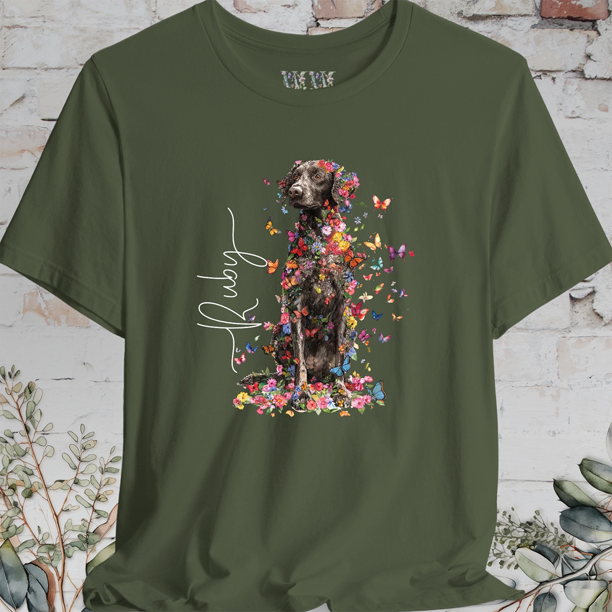 Curly Coated Retriever #2 Floral Personalized T shirt