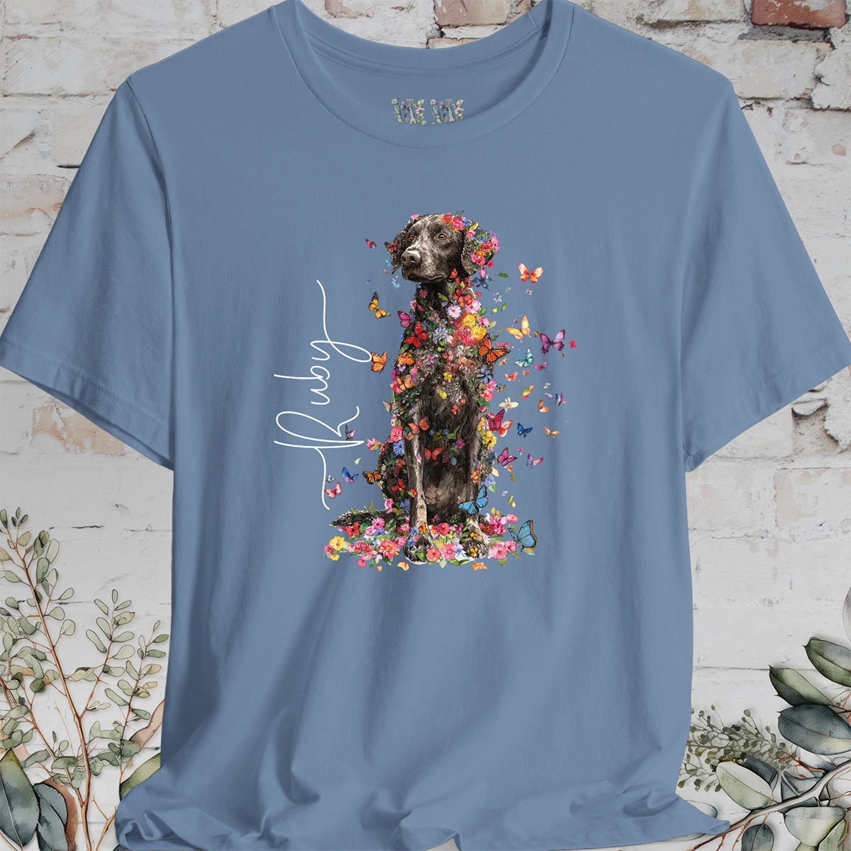 Curly Coated Retriever #2 Floral Personalized T shirt