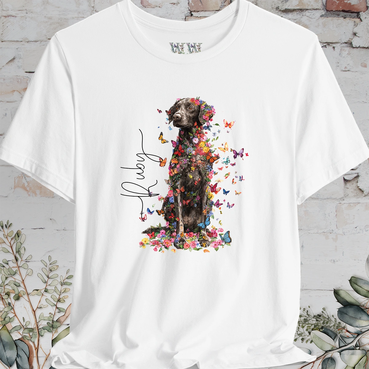 Curly Coated Retriever #2 Floral Personalized T shirt