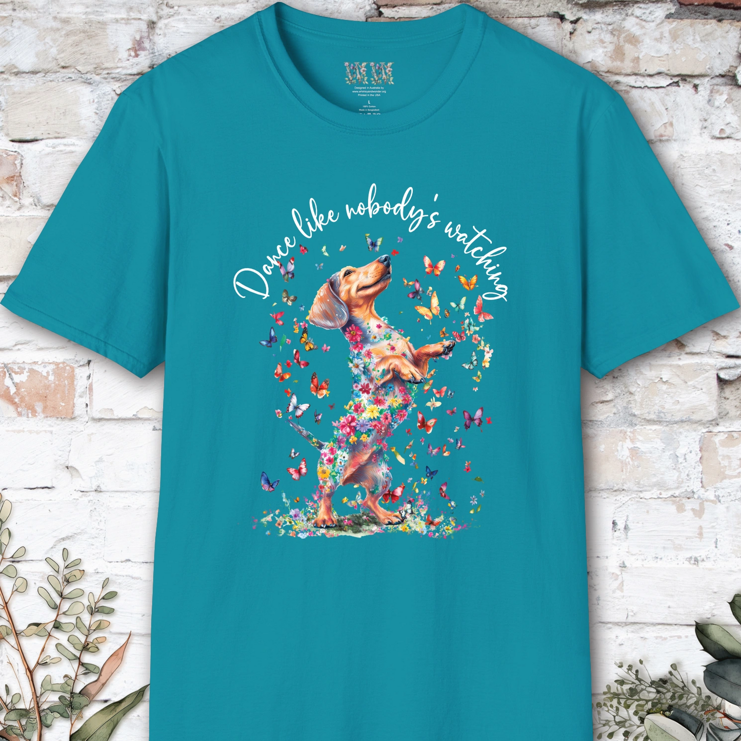 Dachshund #1 "Dance like nobody's watching" unisex T shirt